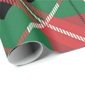 Papier Cadeau Motif carreau rouge vert (Coin rond)