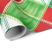 Papier Cadeau Motif carreau rouge vert (Coin rond)