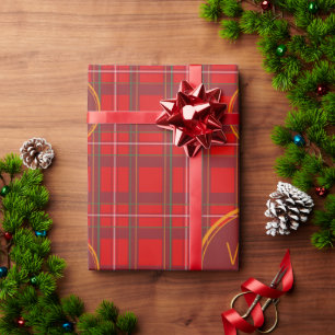 Papier Cadeau Motif carreau rouge Vœux chaleureux Noël vacances