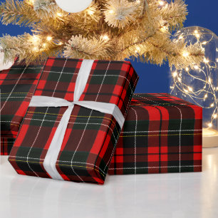 Papier Cadeau Motif carreau tartan écossais rouge Wallace modern