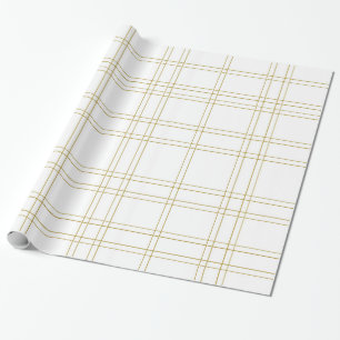 Papier Cadeau Motif carreauté moderne minimal propre or et blanc