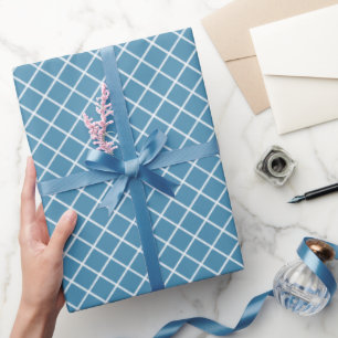 Papier Cadeau Motif Carreaux Bleu Canard Blanc Élégant