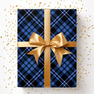 Papier Cadeau Motif carreaux bleu élégant