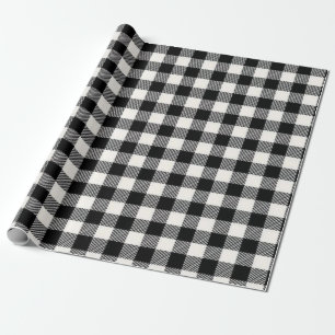 Papier Cadeau Motif carreaux écossais buffle noir et blanc sans