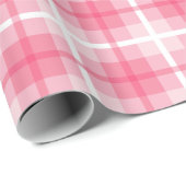 Papier Cadeau Motif Carreaux Élégant de Rouge Rose Blanc (Coin rond)