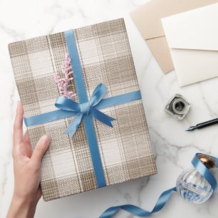 Papier Cadeau Motif carreaux en lin de fenêtre crème beige doux