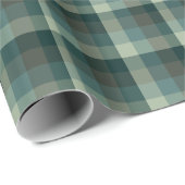 Papier Cadeau Motif carreaux gingham vert  (Coin rond)