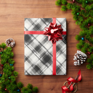 Papier Cadeau Motif carreaux monochrome noir blanc chic Ivoire