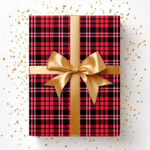 Papier Cadeau Motif carreaux rouge moderne