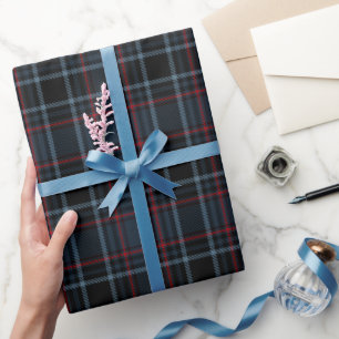 Papier Cadeau Motif carreaux tartan bleu prépa classique