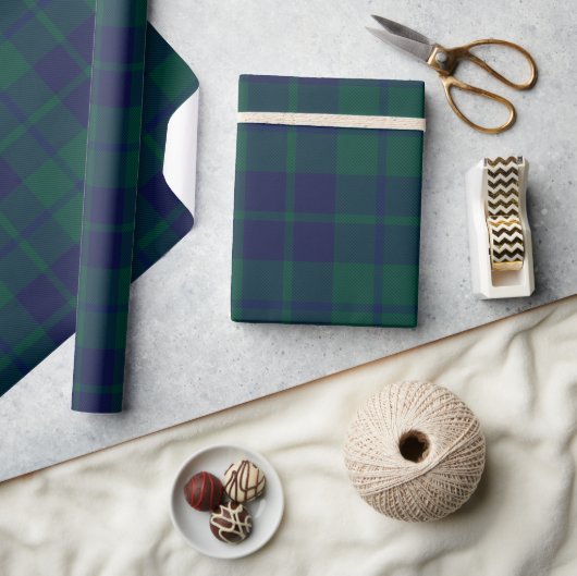 Papier Cadeau Motif carreaux tartan vert foncé classique (Artisanat)