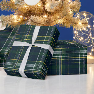 Papier Cadeau Motif carreaux tartan vert forêt marine profond