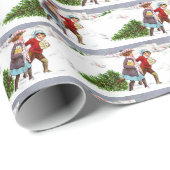 Papier Cadeau Motif carrelé d'arbre de Noël (Coin rond)