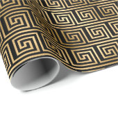 Papier Cadeau Motif carrelé noir Art déco or (Coin rond)