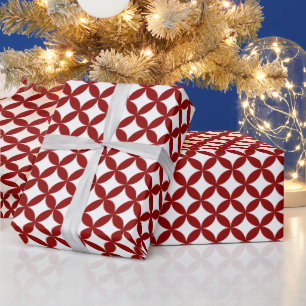 Papier Cadeau Motif carrelé rouge blanc de Noël