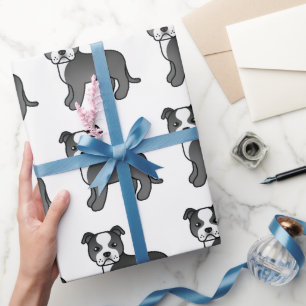 Papier Cadeau Motif Cartographié Chien noir et blanc