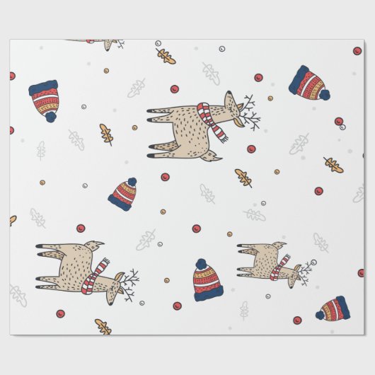 Papier Cadeau Motif Casquette de Christmas Reindeer (Plat)