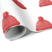Papier Cadeau Motif casquette d'hiver aquarelle. Fête de Noël (Coin rond)