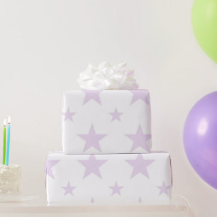 Papier Cadeau Motif Céleste Pastel Violet Étoiles Printemps