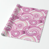 Papier Cadeau Motif Cercles Rétro Rose (Déroulé)