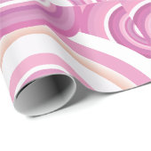 Papier Cadeau Motif Cercles Rétro Rose (Coin rond)