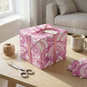 Papier Cadeau Motif Cercles Rétro Rose