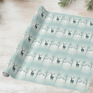 Papier Cadeau Motif cerfs et arbres