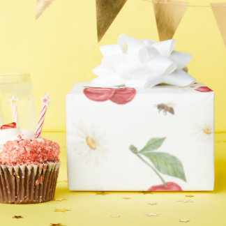 Papier cadeau motif cerise aquarelle