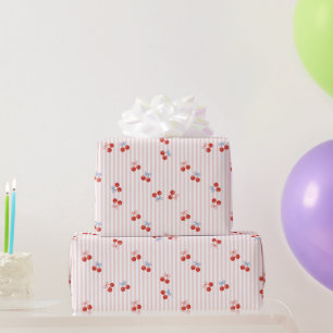 Papier Cadeau Motif Cerise Douce Rouge Coquette