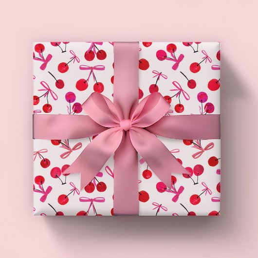 Papier Cadeau Motif cerises et arcs
