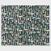 Papier Cadeau Motif Champignons de Bois Rustique (Plat)