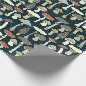 Papier Cadeau Motif Champignons de Bois Rustique (Coin)