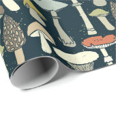 Papier Cadeau Motif Champignons de Bois Rustique (Coin rond)