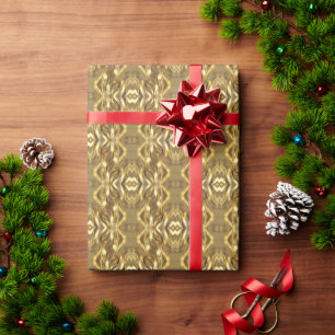 Papier Cadeau Motif charmant de couleur dorée