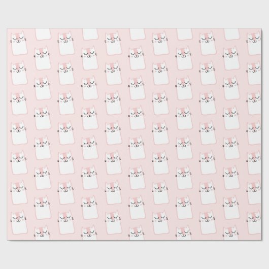 Papier Cadeau Motif chat chaton mignon dormant (Plat)