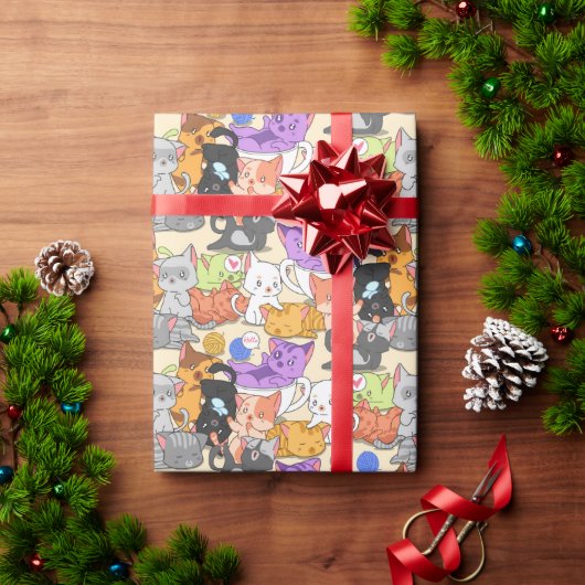 Papier Cadeau Motif chats mignons  (Cadeau de vacances)
