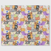 Papier Cadeau Motif Chats Mignons (Plat)