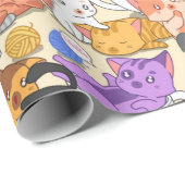 Papier Cadeau Motif Chats Mignons (Coin rond)