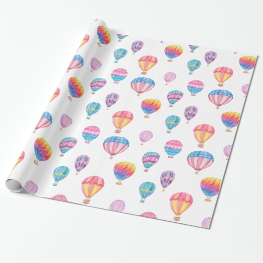Papier Cadeau Motif chaud de ballon à air (Déroulé)