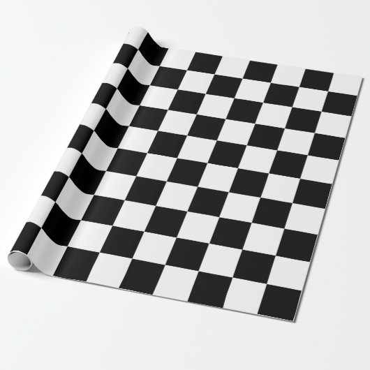 Papier Cadeau Motif chèque À damiers noir blanc (Déroulé)