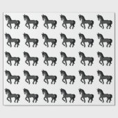Papier Cadeau Motif Cheval Trotting Cartoon noir (Plat)