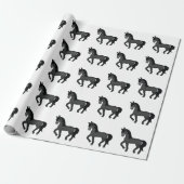 Papier Cadeau Motif Cheval Trotting Cartoon noir (Déroulé)