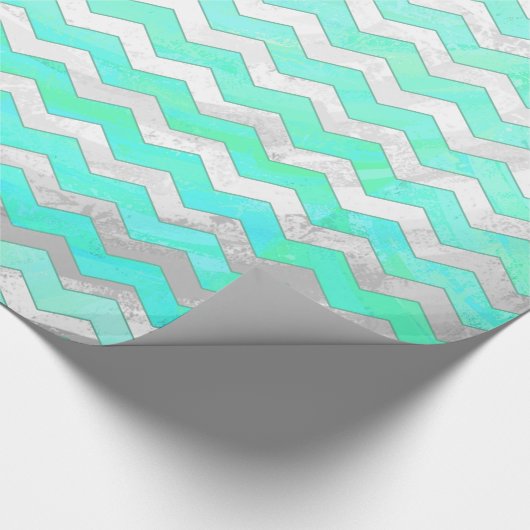 Papier Cadeau Motif Chevron bleu crème à la menthe (Coin)