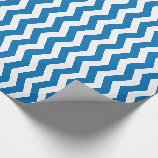Papier Cadeau Motif Chevron bleu et blanc (Coin)