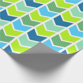 Papier Cadeau Motif Chevron moderne vert et bleu géométrique (Coin)