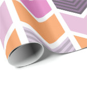 Papier Cadeau Motif Chevron rouge orange rose (Coin rond)
