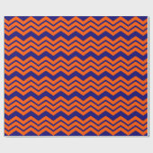 Papier Cadeau Motif chevron zigzag bleu orange (Plat)