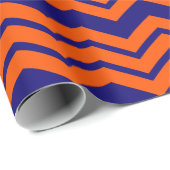 Papier Cadeau Motif chevron zigzag bleu orange (Coin rond)