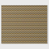Papier Cadeau Motif Chevron Zigzag gris noir et orange (Plat)