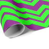 Papier Cadeau Motif chevron zigzag vert violet (Coin rond)